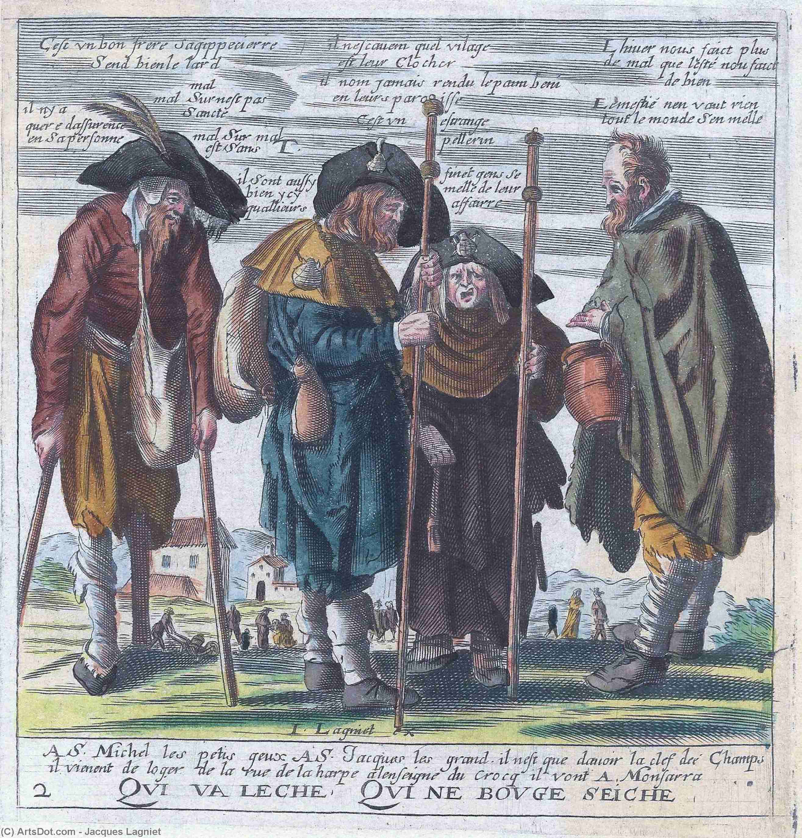 Satiric Engraving Of St. Pilgrims From Jacques Lagniet From The Recueil Des Plus Illustres Proverbes Of (1657) — Jacques Lagniet