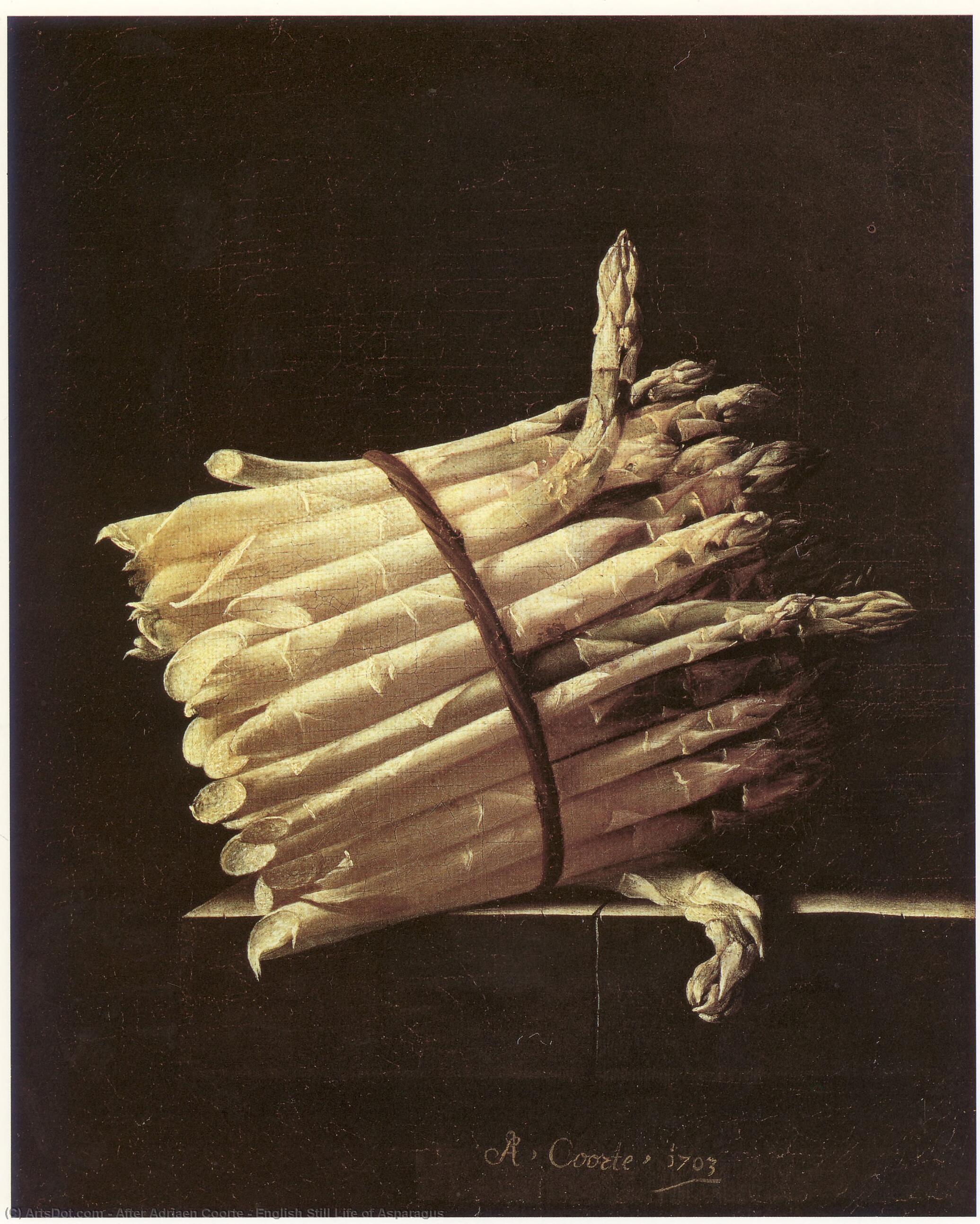 English Still Life Of Asparagus — After Adriaen Coorte
