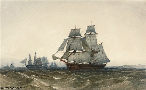 Merchantmen In The Channel At Dusk — John Callow