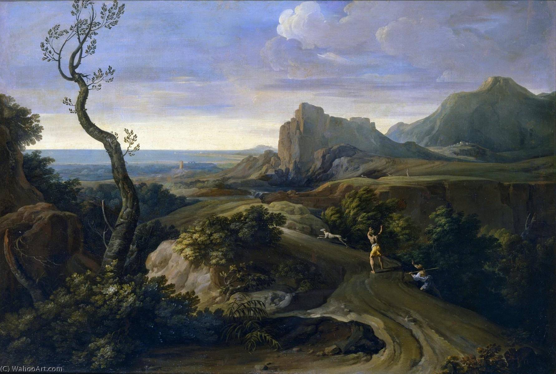Landscape With Hunters — Bottega Di Corrado Giaquinto