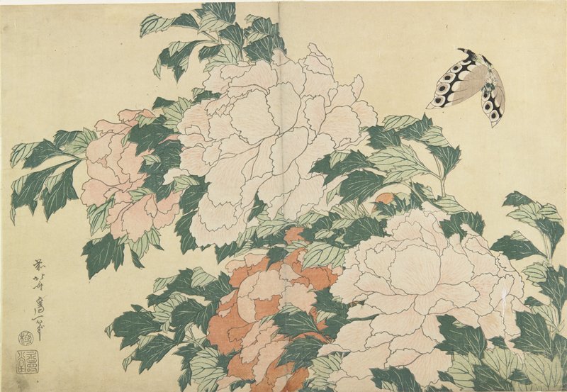 Peonies And Butterfly — Katsushika Hokusai