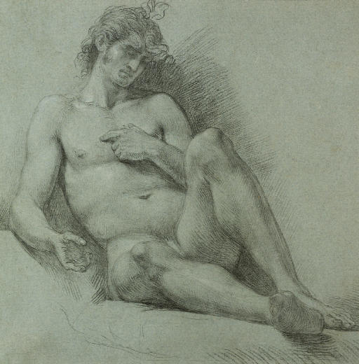A Seated Male Nude Seen From The Front — Бенджамин Вест