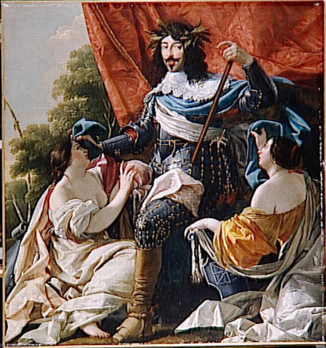 Louis Xiii Entre Deux Figures De Femmes Symbolisant La France Et La Navarre — Simon Vouet