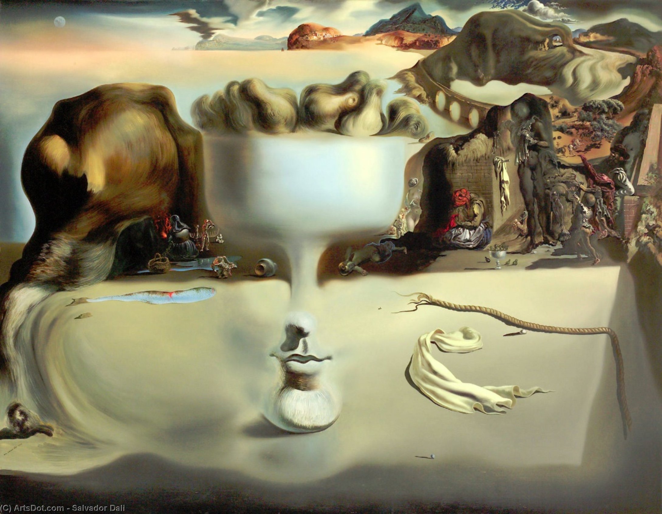 Auferstehung Des Gesichts Und Vase Am Strand — Salvador Dalí