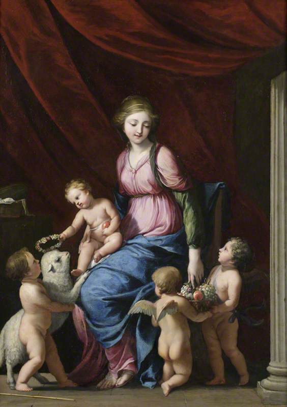 The Virgin And Child With Saint John The Baptist And Child Angels — Jacques De Stella
