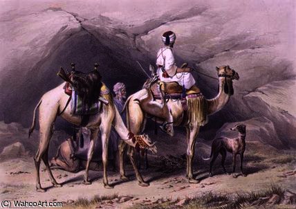 Dromedaries Halting In The Desert — Émile Prisse D'avennes