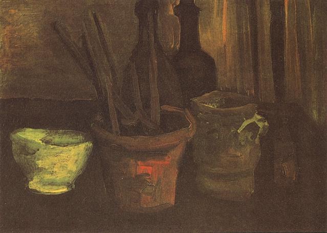 Still Life With Paintbrushes In A Potv — Vincent Willem Van Gogh