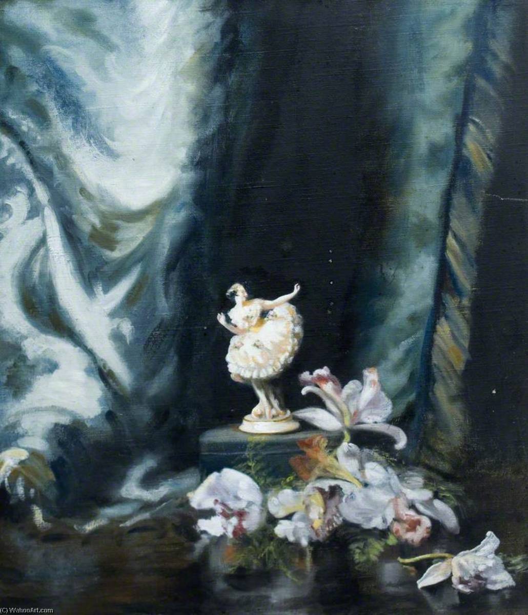 Dancer And Orchids With Curtain — Ethel Susan Graham Bristowe