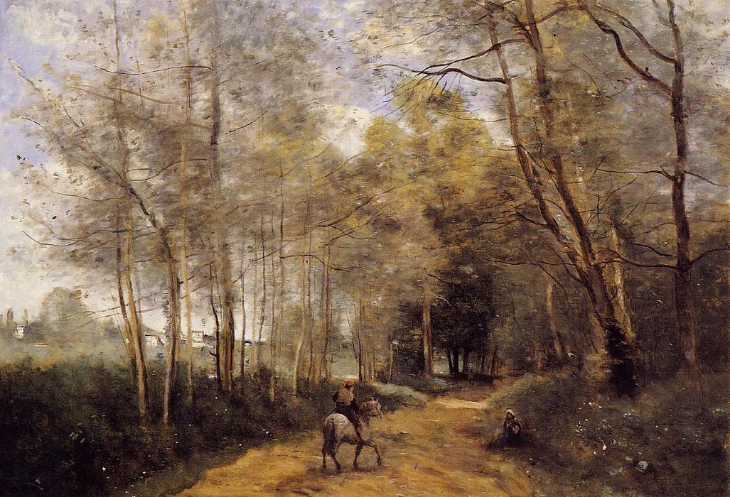 Ville D'avray - Horseman At The Entrance Of The Forest — Jean-baptiste-camille Corot