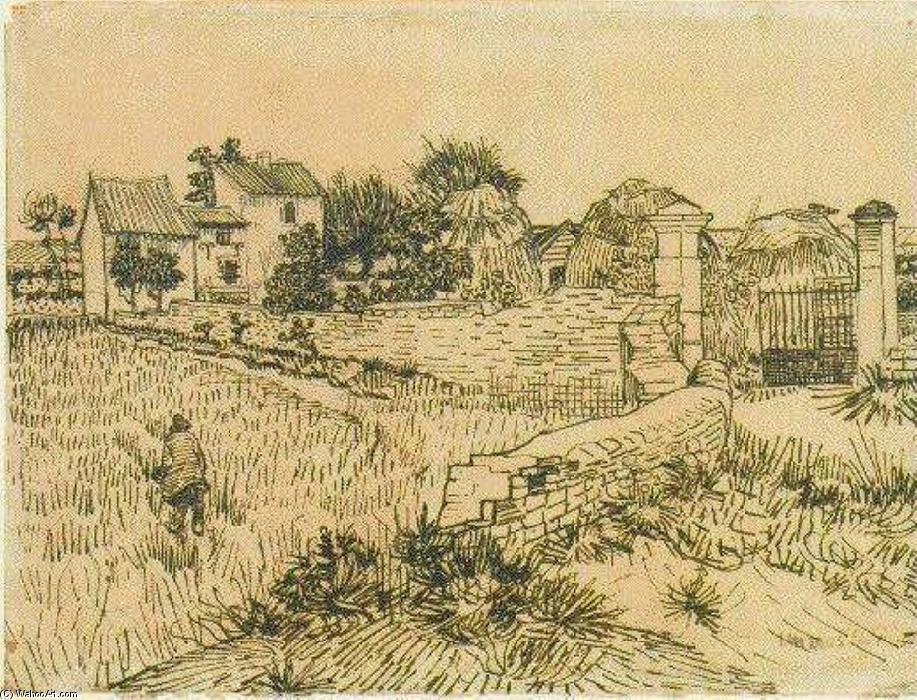 Entrance Gate To A Farm With Haystacks — Vincent Willem Van Gogh