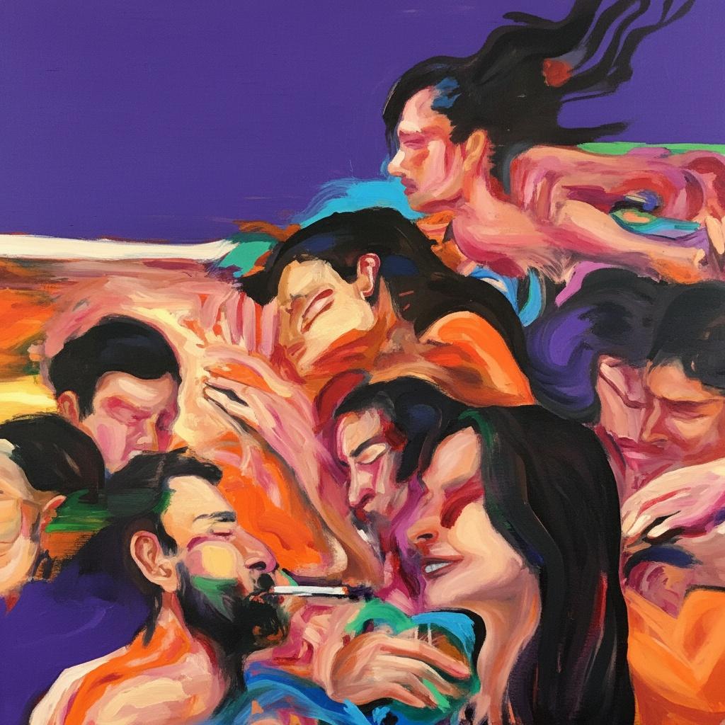 Ephemeral Echoes Of A Collective Dream In Violet And Ochre Impasto — Caroline Pelletier