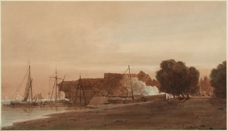 A Boatyard At The Mouth Of An Estuary — Thomas Girtin