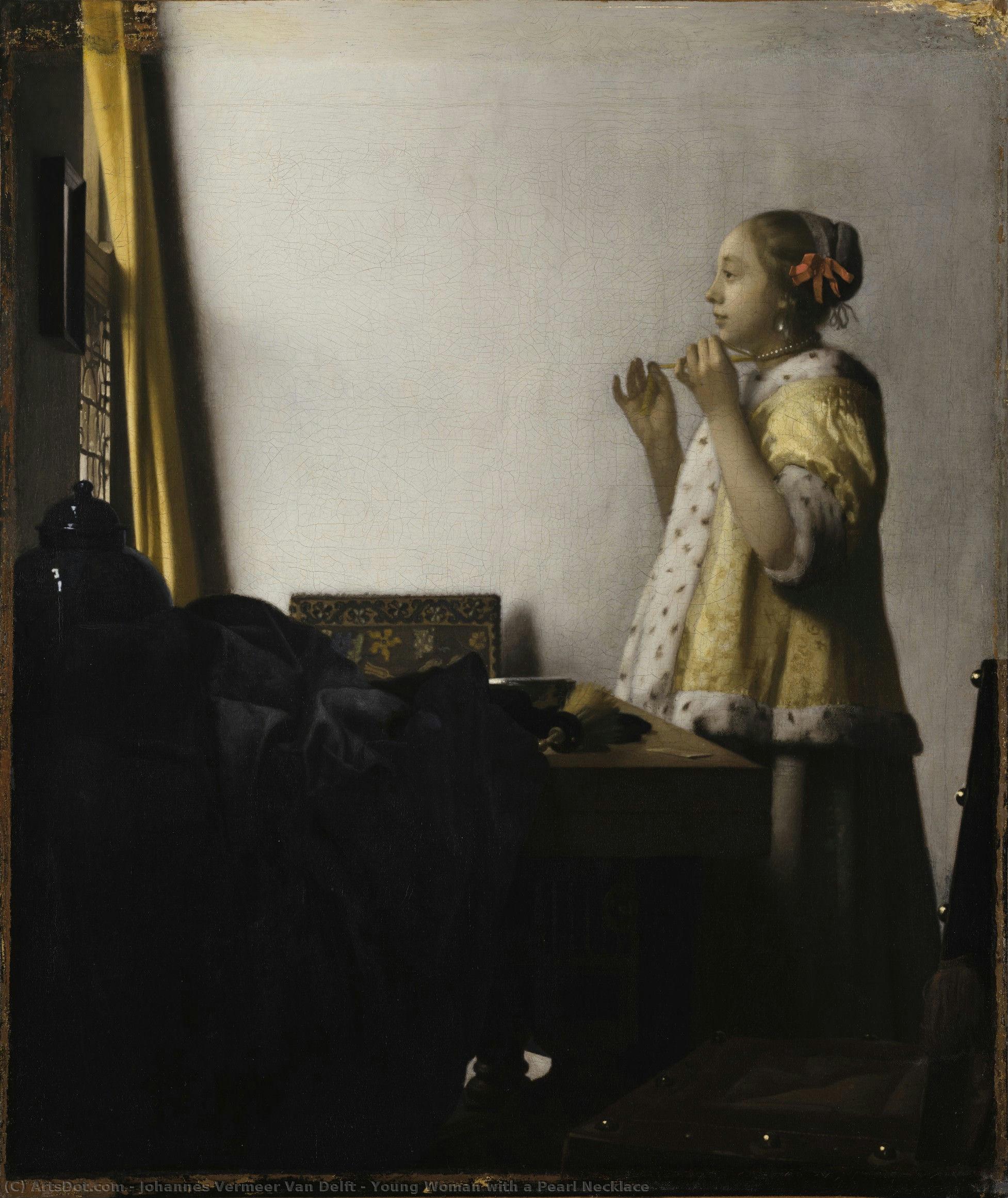 Young Woman With A Pearl Necklace — Johannes Vermeer Van Delft