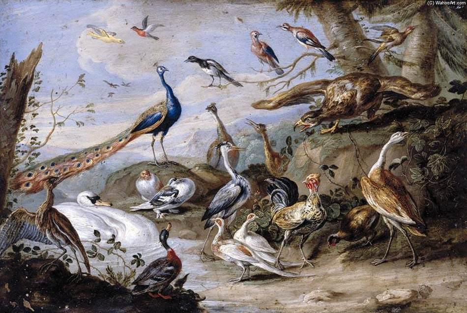 Birds On A Riverbank — Jan Van Kessel
