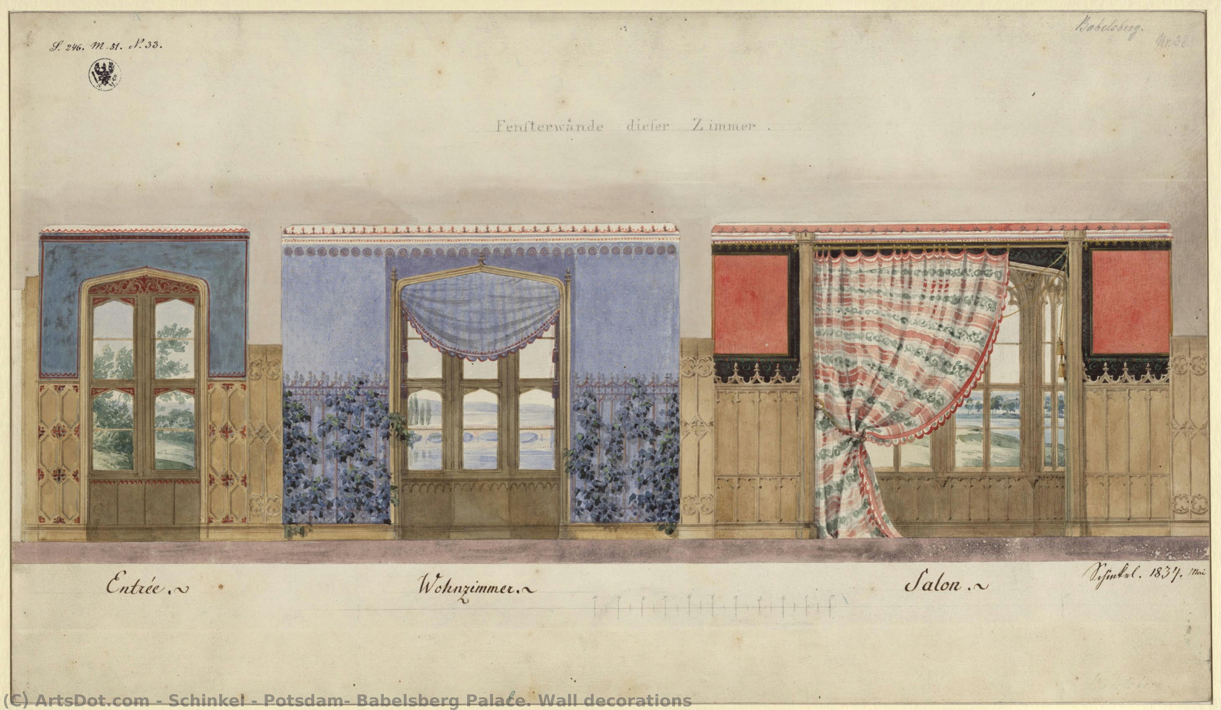 Potsdam, Babelsberg Palace. Wall Decorations — Karl Friedrich Schinkel