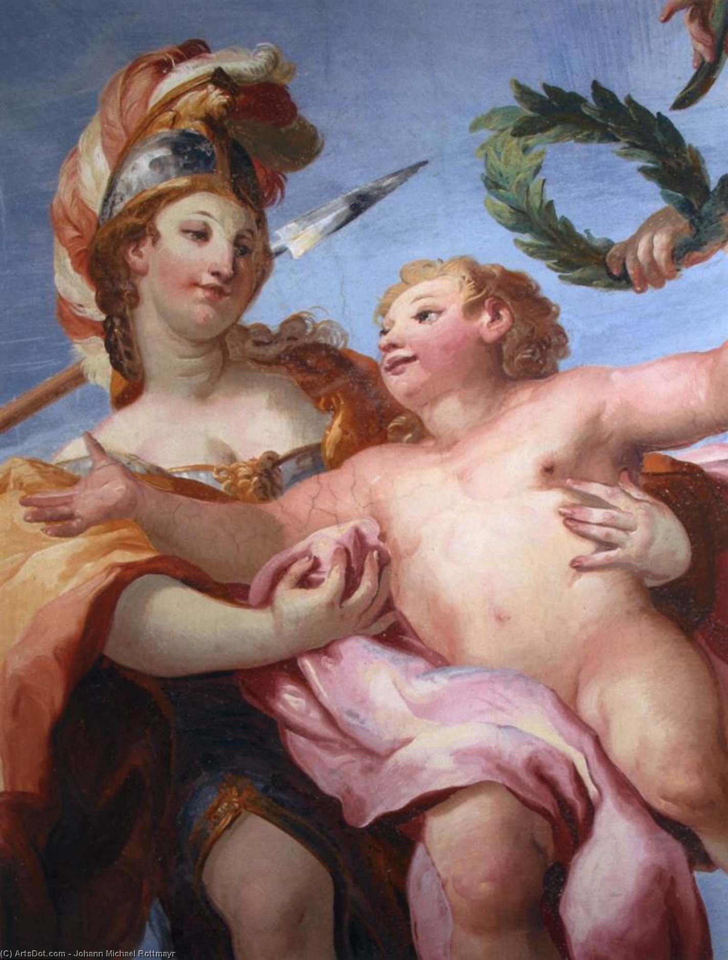 Minerva Bears The Military Genius Off To The Realm Of The Gods (detail) — Johann Michael Rottmayer