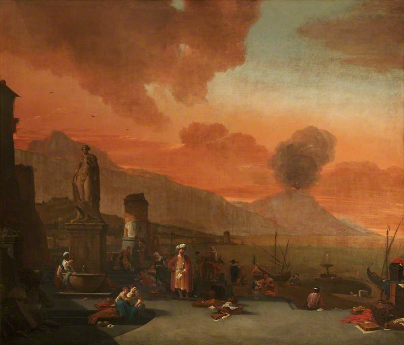 View Of The Bay Of Naples With Orientals And An Antique Statue — Thomas Wyck