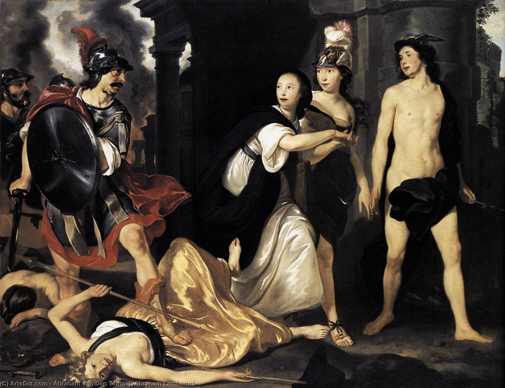 Mars Banishes 'nering' — Abraham Lambertsz. Van Den Tempel