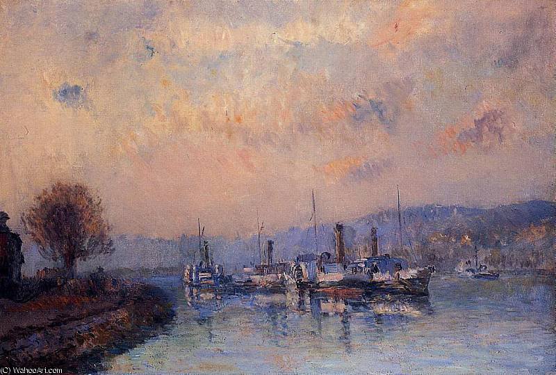 At Anchor Near Rouen — Albert-charles Lebourg