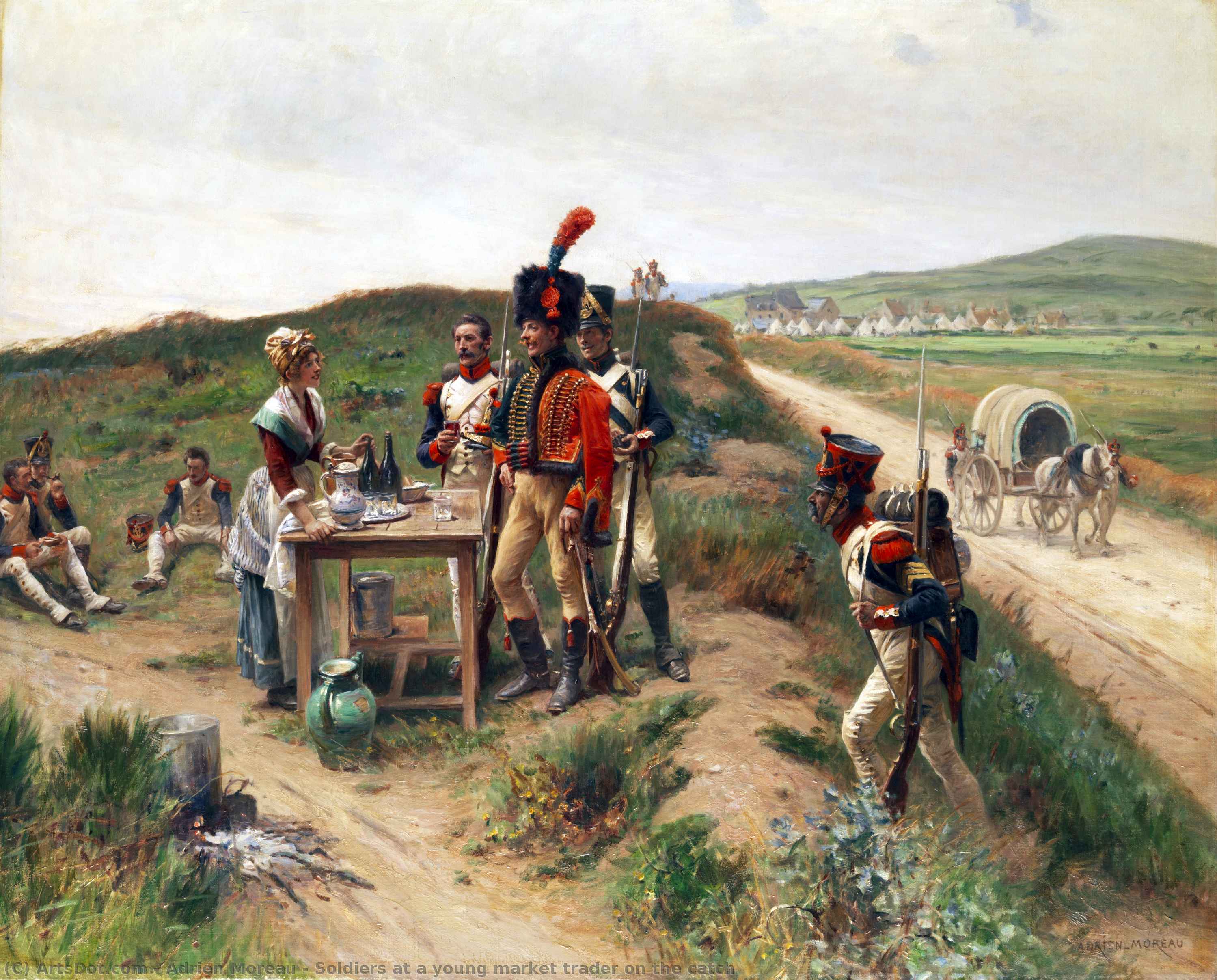 Soldiers At A Young Market Trader On The Catch — Adrien Moreau