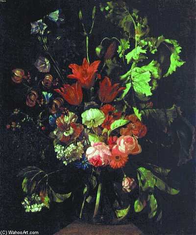Flowers In A Glass Vase — Jacob Van Walscapelle