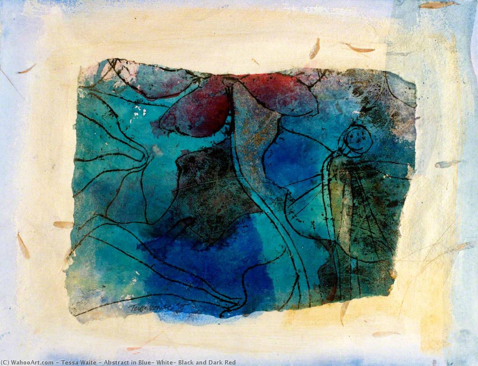 Abstract In Blue, White, Black And Dark Red — Tessa Waite