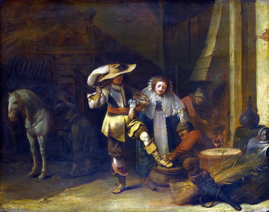 A Man And A Woman In A Stableyard — Pieter Jansz. Quast