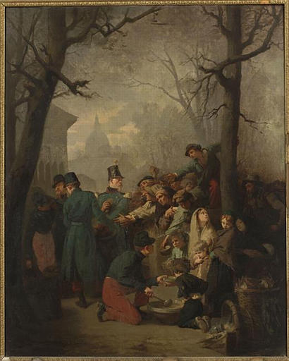 Soldats Distribuant Du Pain Aux Indigents. 14e De Ligne Camp Des Invalides, 1849 — Isidore Alexandre Augustin Pils