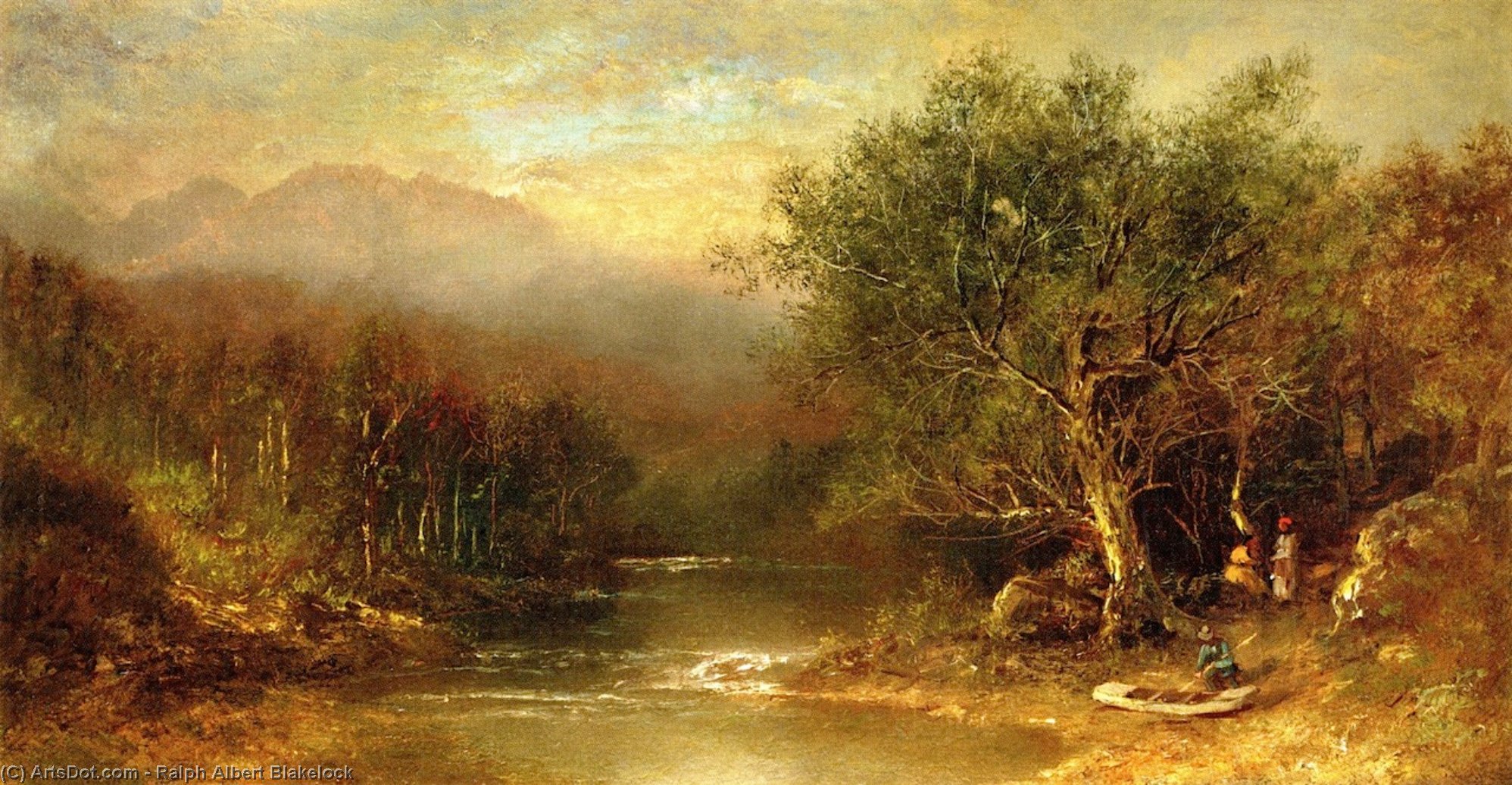 Landscape With Figures And Boat — Ralph Albert Blakelock