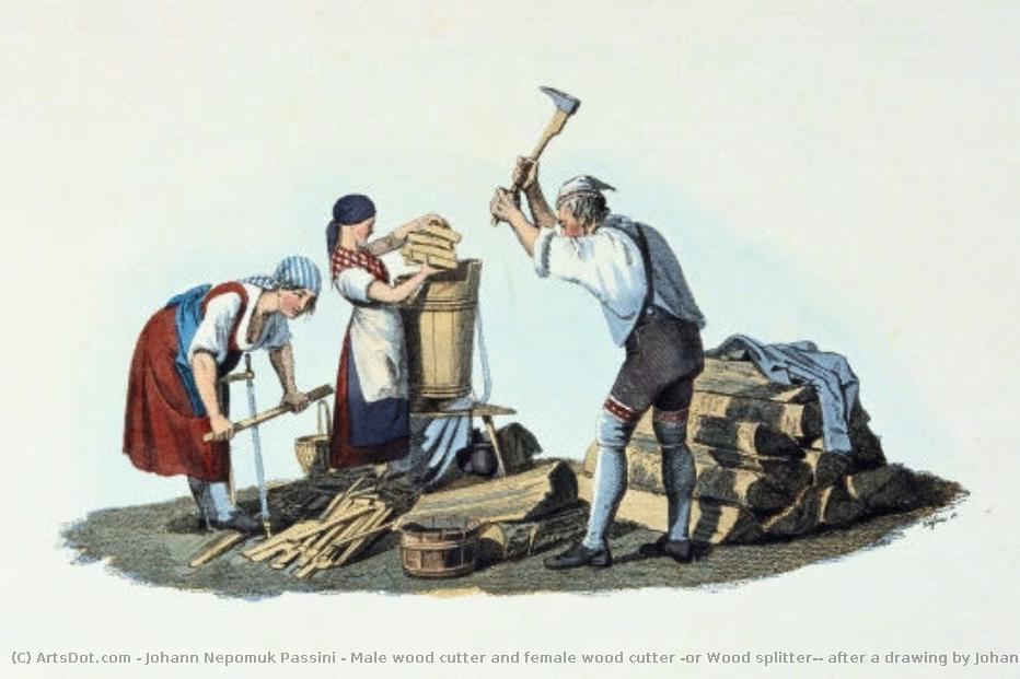 Male Wood Cutter And Female Wood Cutter (or Wood Splitter), After A Drawing By Johann Josef Schindler — Johann Nepomuk Passini