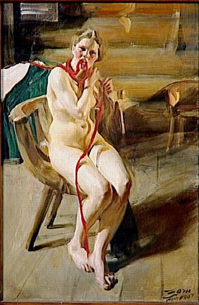 Femme Nue Se Coiffant — Anders Leonard Zorn
