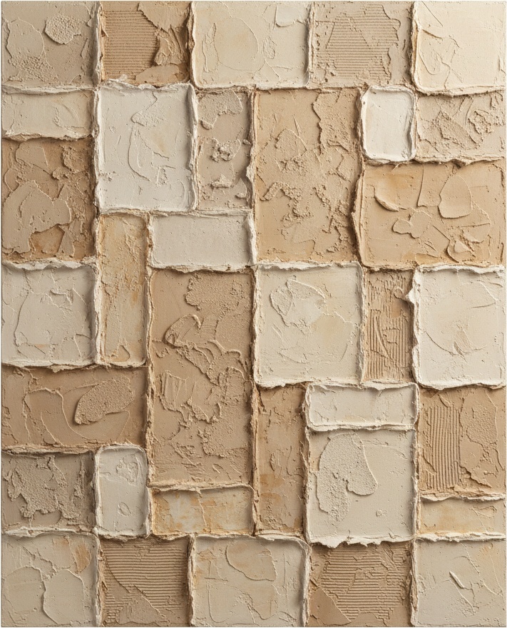 Monolithische Fragmente In Sand Und Creme: Eine Meditative Studie Skulpturaler Textur — David Moreau