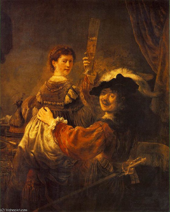 Y Saskia En La Escena Del Hijo Pródigo — Rembrandt Van Rijn