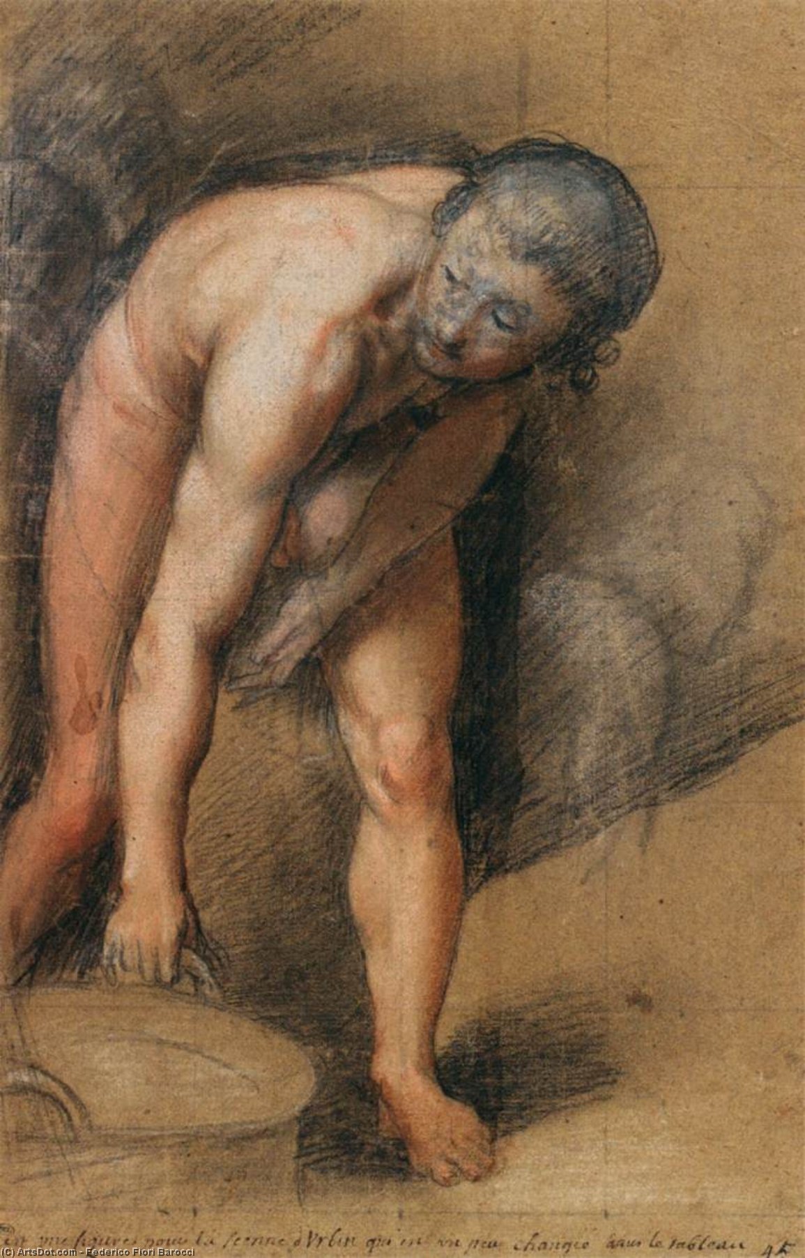 Male Figure Stooping To Lift A Cauldron — Federico Fiori Barocci