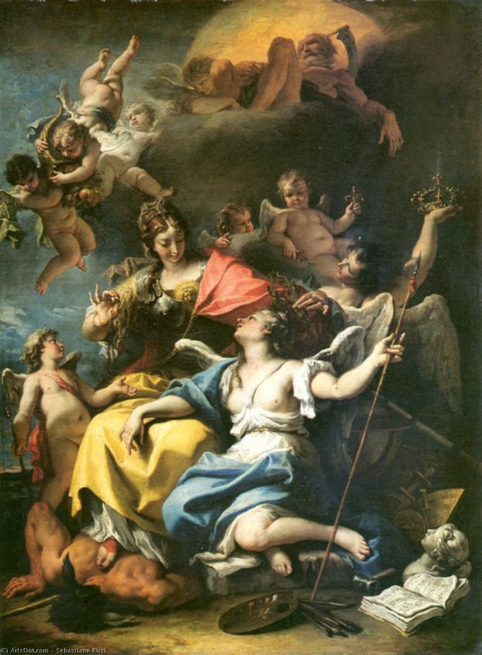 Allegory Of France As Minerva Is Triumphing Over Ignorance And Crowning The Virtue — Sebastiano Ricci