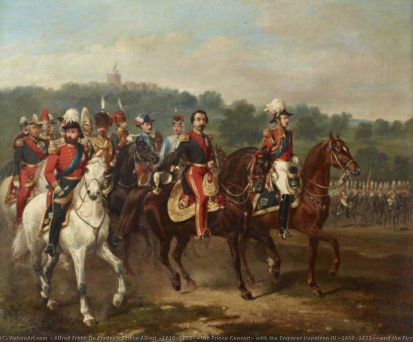 Prince Albert (1819–1861), The Prince Consort, With The Emperor Napoleon Iii (1808–1873), And The First Life Guards At Windsor, 17 April 1855 — Alfred Frank De Prades