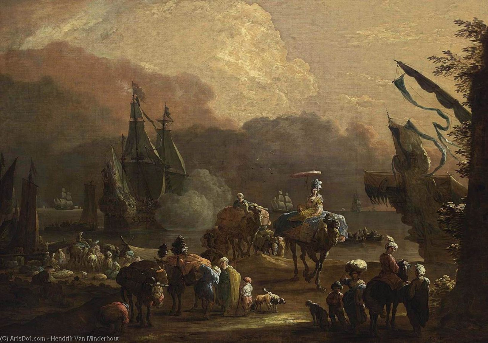A Mediterranean Harbour Scene — Hendrik Van Minderhout