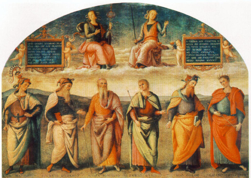 Prudence And Justice With Six Antique Wisemen — Pietro Perugino