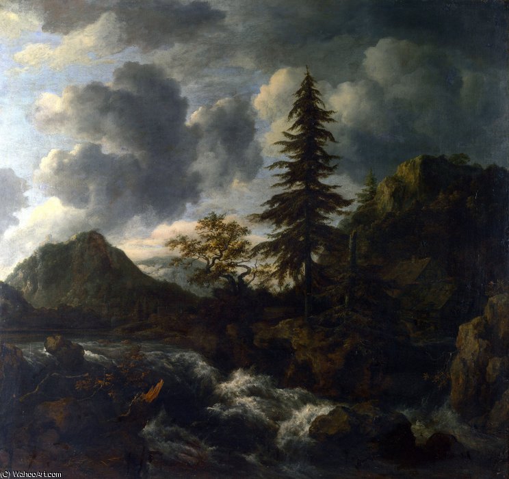 A Torrent In A Mountainous Landscape — Jacob Isaackszoon Van Ruisdael