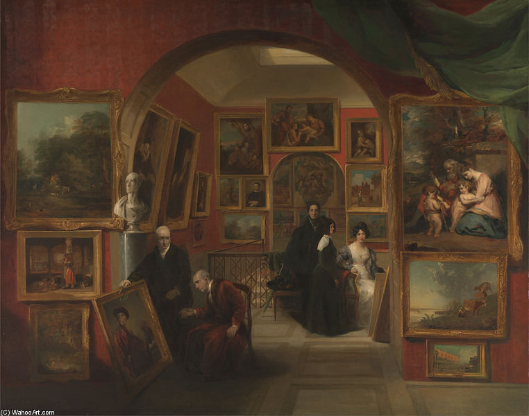 The Interior Of The British Institution Gallery — John Scarlett Davis