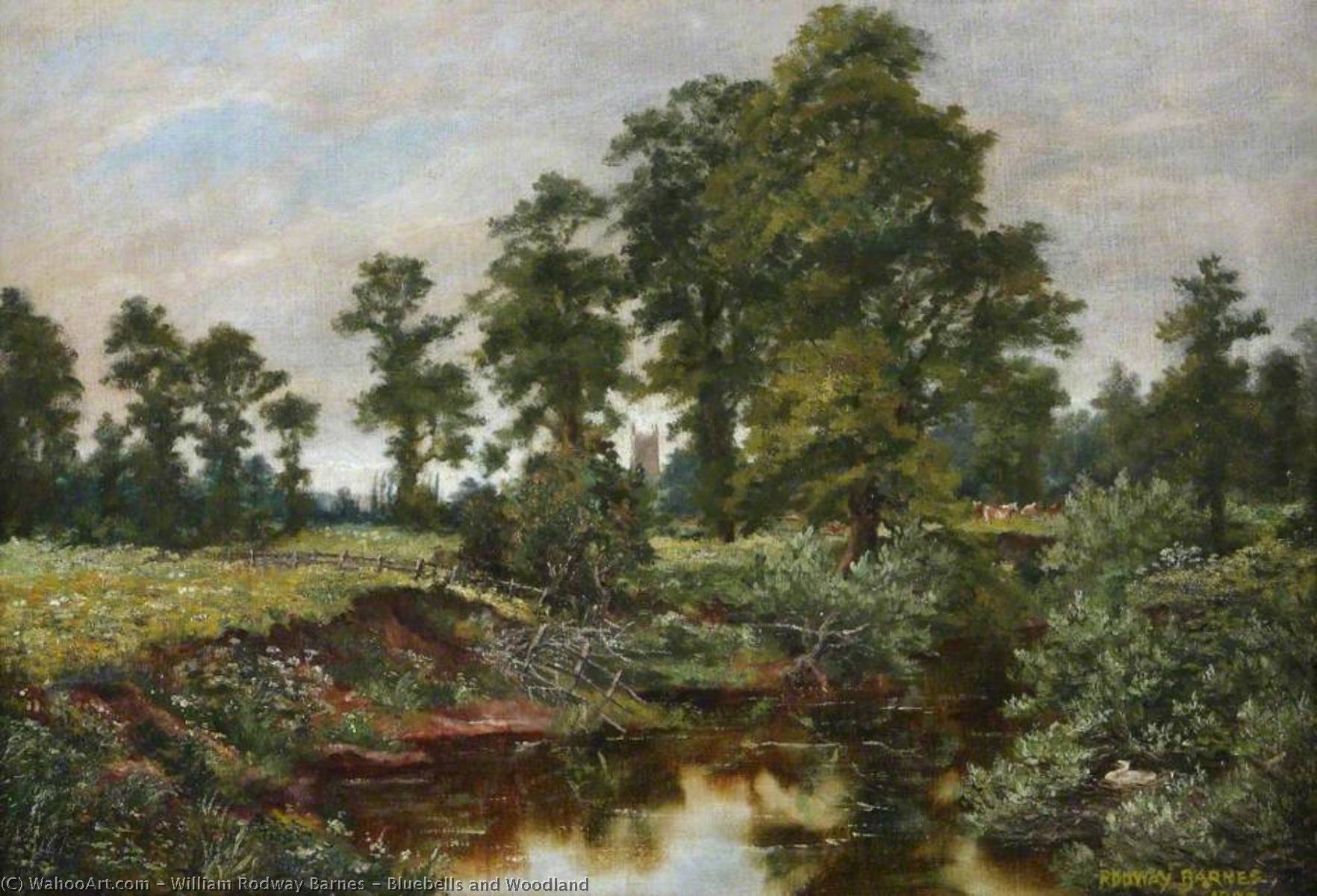 Bluebells And Woodland — William Rodway Barnes