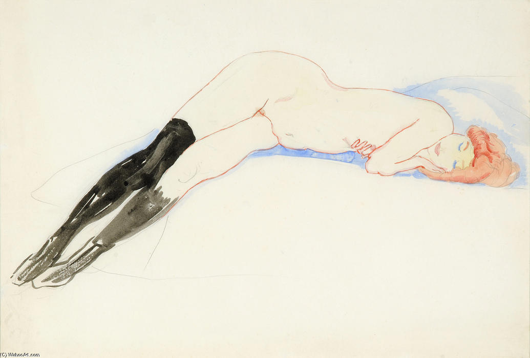 Reclining Nude With Black Stockings (greet) — Jan Sluyters