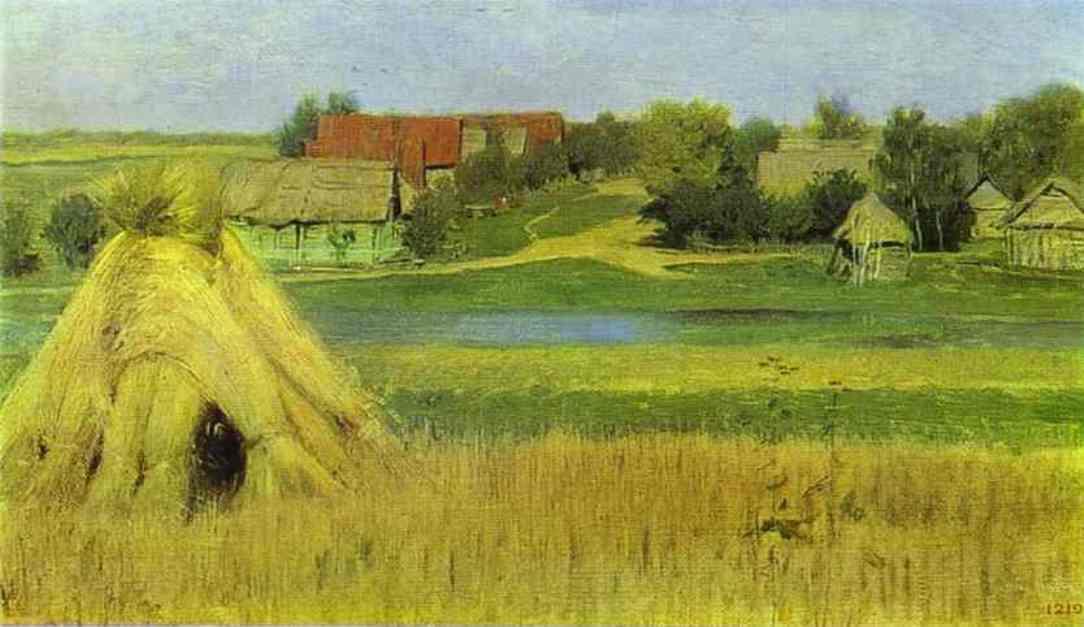 Sheaves And A Village Beyond The River — Isaak Ilyich Levitan