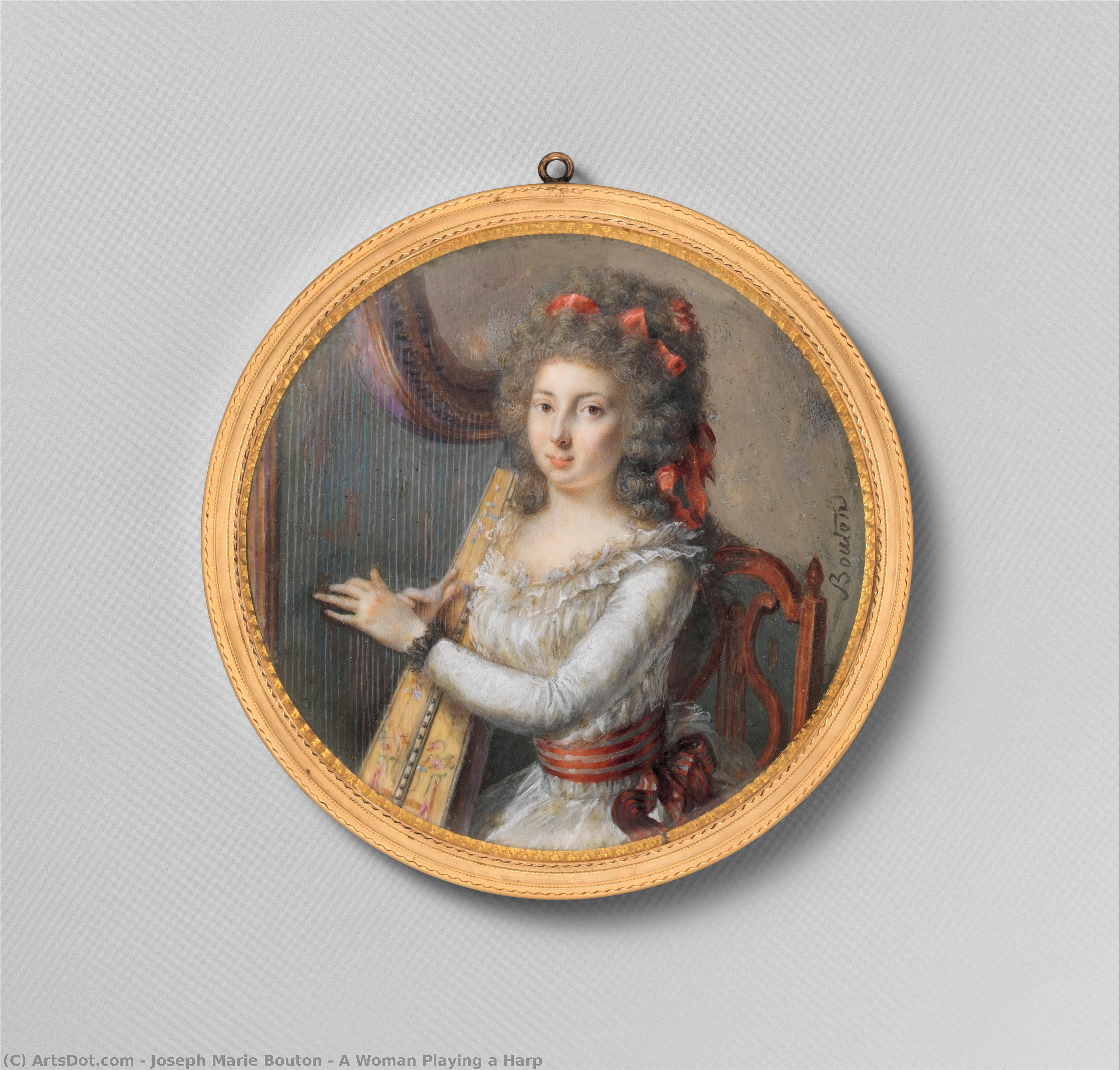 A Woman Playing A Harp — Joseph Marie Bouton