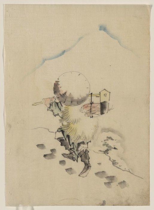A Man, Wearing A Conical Hat, A Straw Or Feather Outer Garment — Katsushika Hokusai
