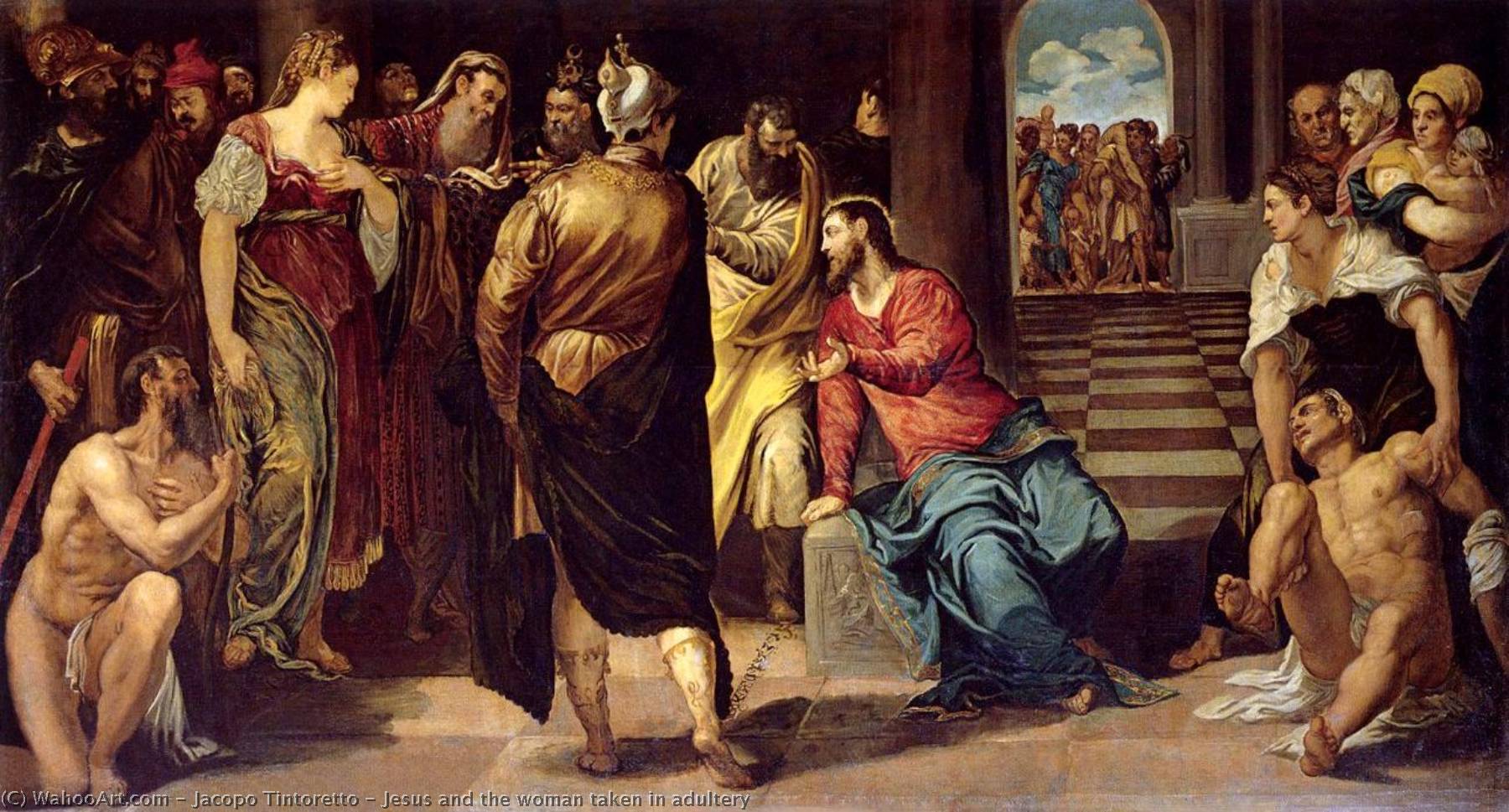 Jesus And The Woman Taken In Adultery — Jacopo Tintoretto