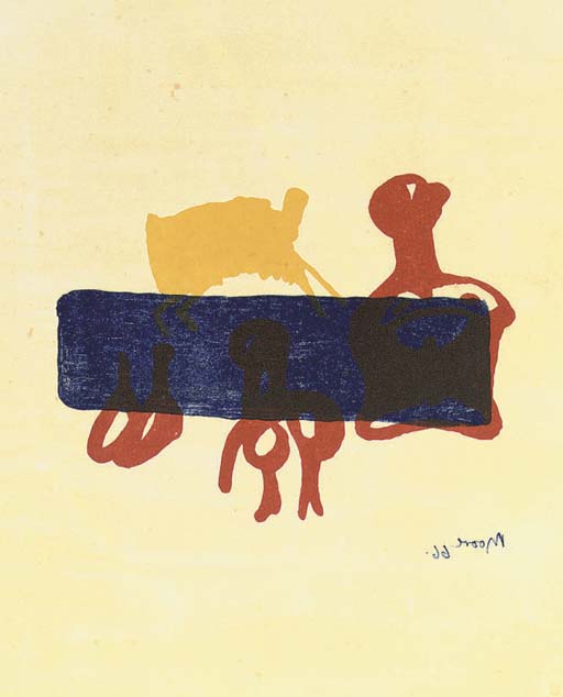 Motif In Red Blue And Yellow — Henry Moore