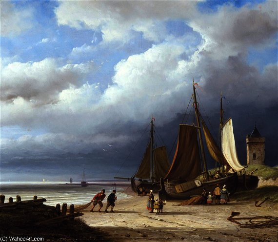 Vissers Op Het Strand — Nicolaas Johannes Roosenboom