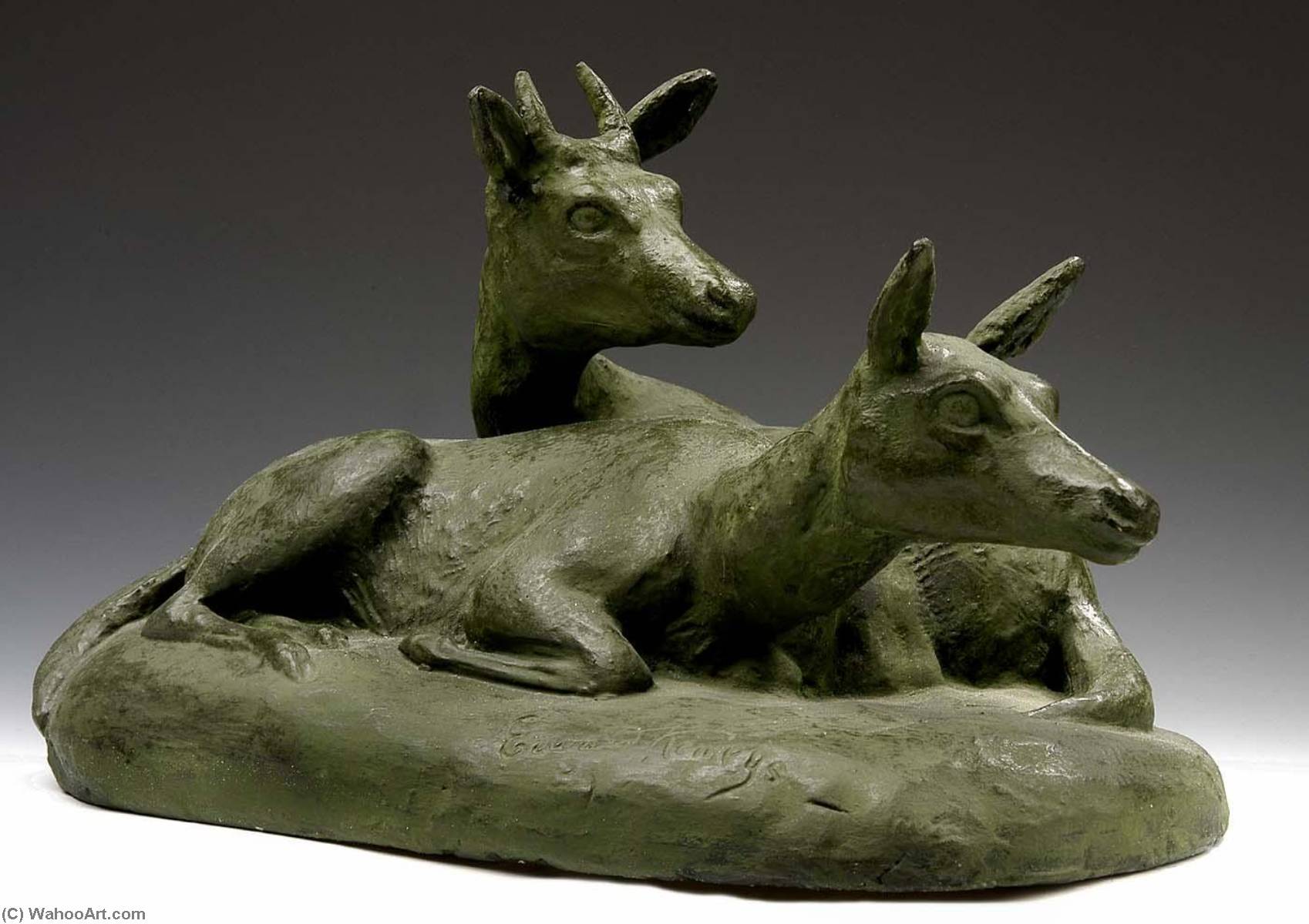 Two Deer The Hunter Comes — Edward Kemeys