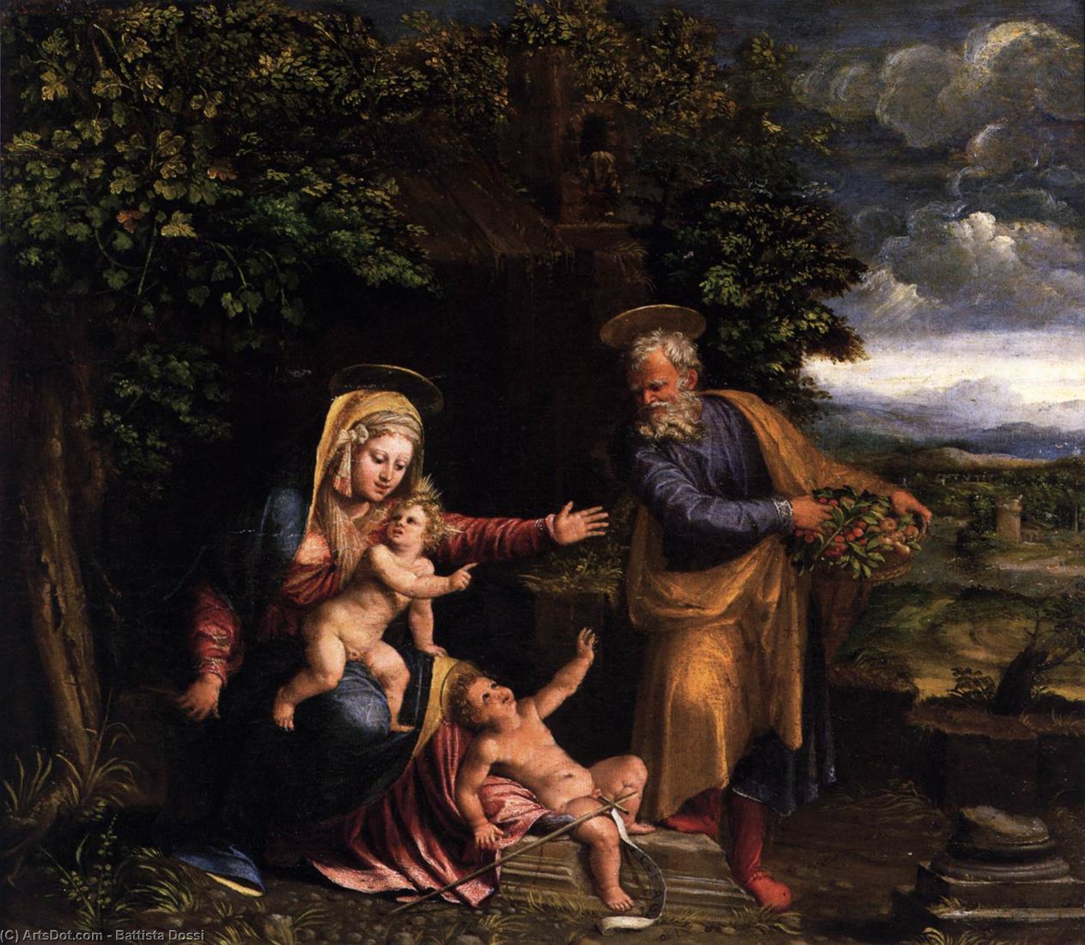 Holy Family With The Young St John The Baptist — Battista Dossi